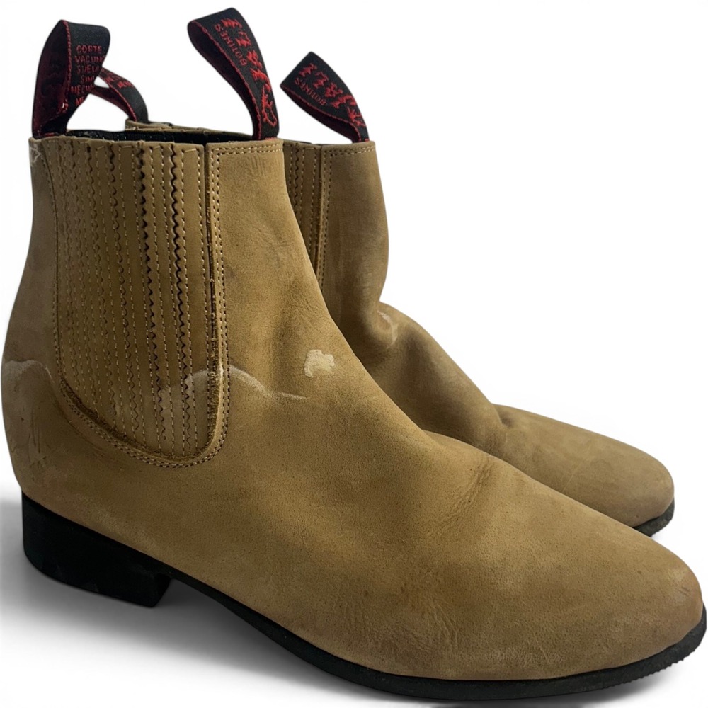 Botines Jali Chelsea Boots Tan Women Size 10.5 Suede Western Ankle Boots